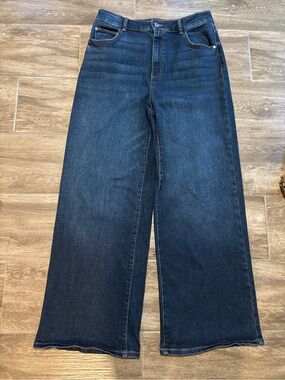 Well Worn Wide-Leg Jeans in Dark Blue Denim